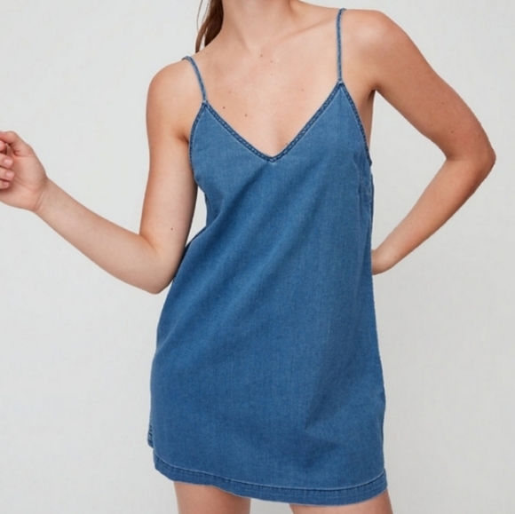 Aritzia Dresses & Skirts - ARITZIA WILFRED FREE Blue Denim Camisole Dress